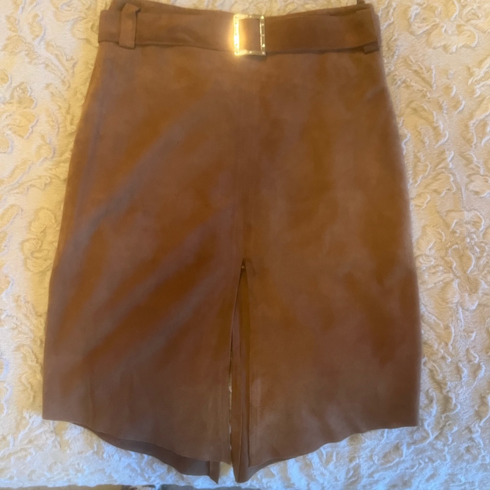 Microsuede dark taupe skirt